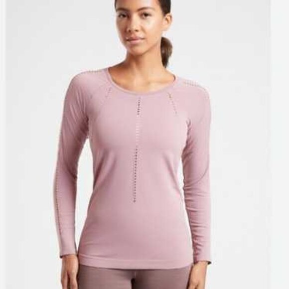 Athleta Tops - ATHLETA Foothill Seamless Long Sleeve Shirt Flora Mauve Pink Womens Large